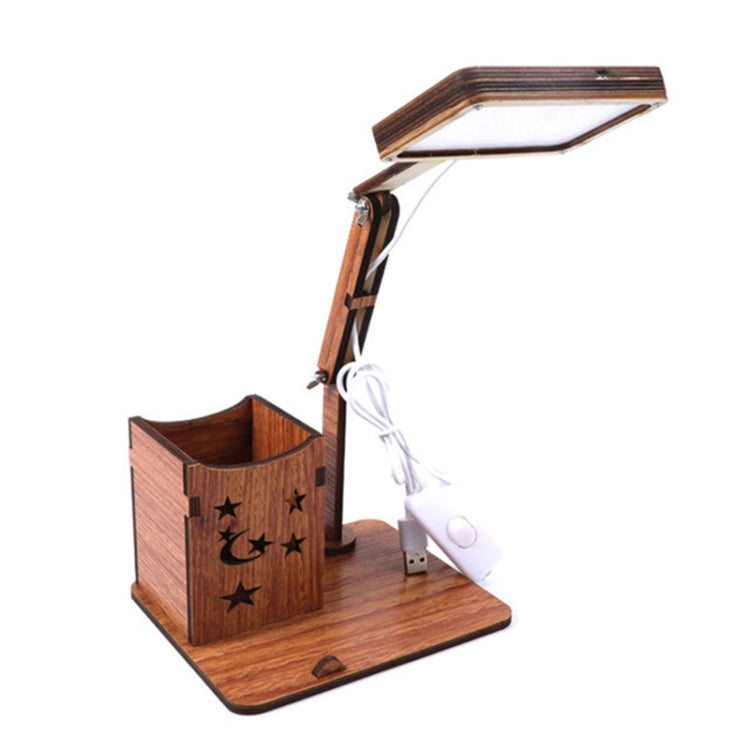 木製多功能觸摸USB筆筒檯燈學生桌面充電閱讀燈led護眼檯燈