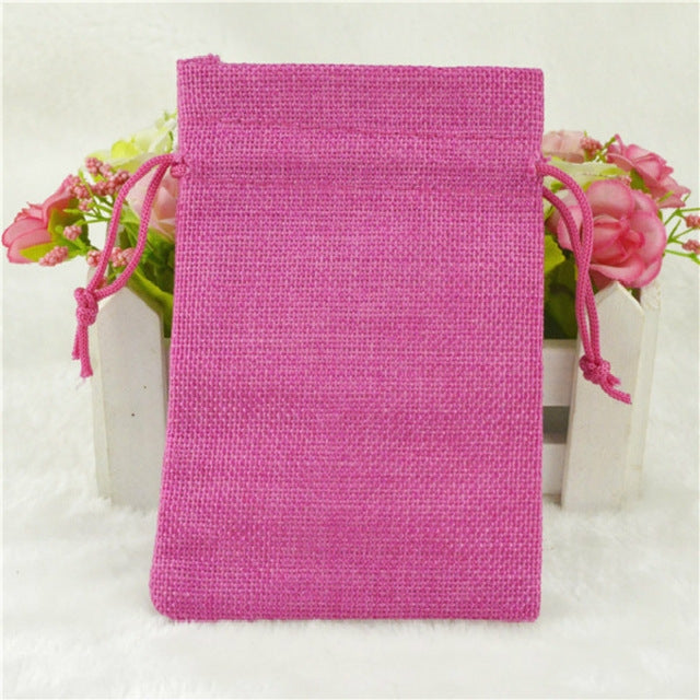 50個裝 亞麻抽繩手袋禮品袋 婚宴生日派對用品拉繩禮品袋