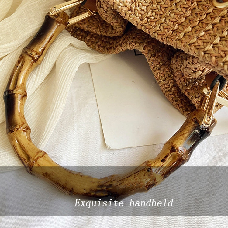 88991 草編手提包 單肩斜挎包 竹節水桶包