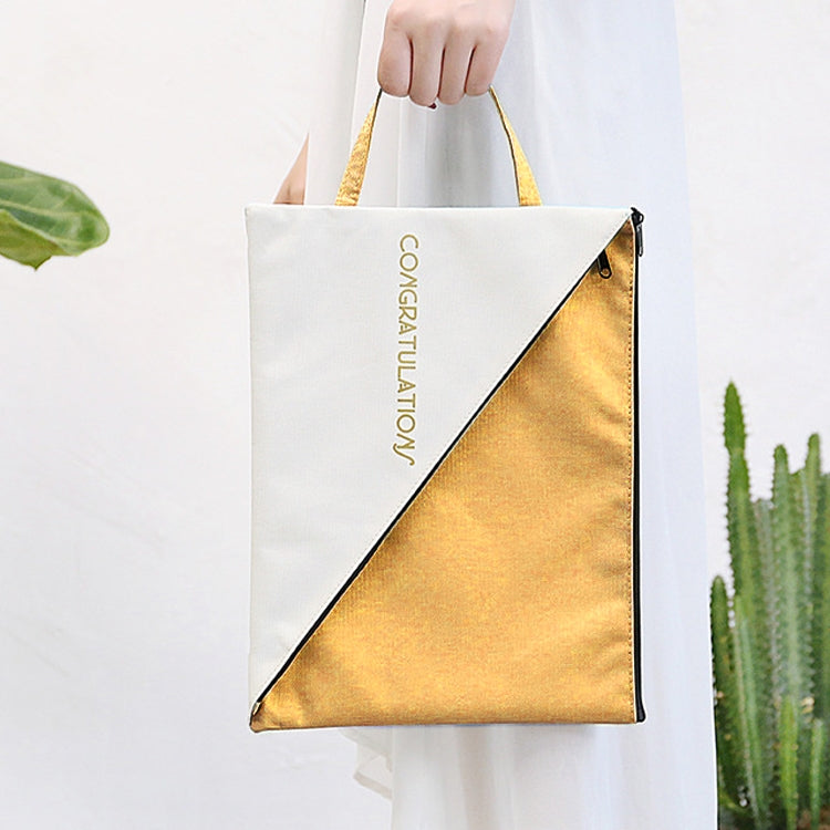 雙層帆布文檔文件夾辦公學校手提包管理包 A4創意拉鏈收納手提袋