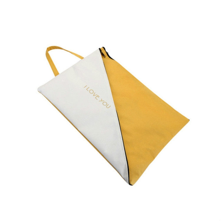 雙層帆布文檔文件夾辦公學校手提包管理包 A4創意拉鏈收納手提袋