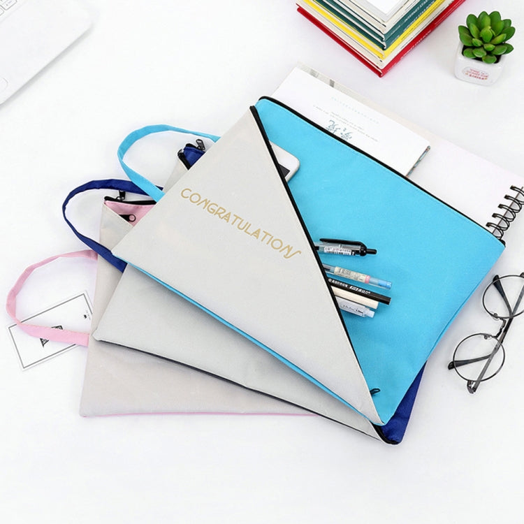 雙層帆布文檔文件夾辦公學校手提包管理包 A4創意拉鏈收納手提袋