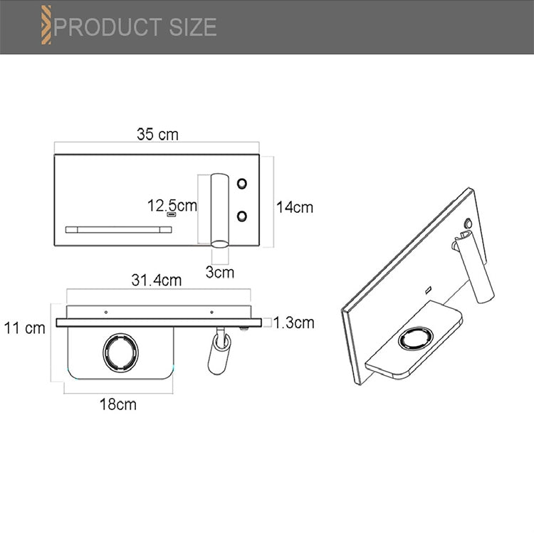 無線壁燈USB 5V充電器壁燈酒店床頭閱讀射燈