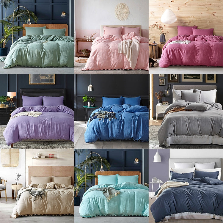 公主床上用品套裝帶水洗球裝飾超細纖維織物蓋枕套