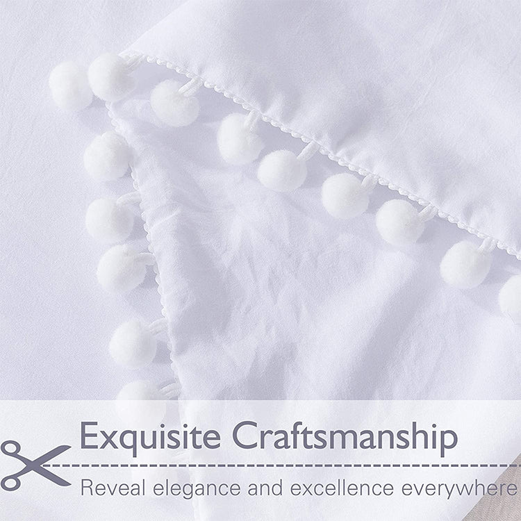 公主床上用品套裝帶水洗球裝飾超細纖維織物蓋枕套