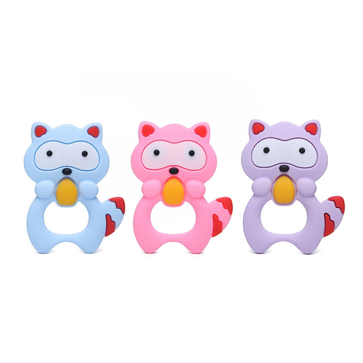 嬰兒小浣熊牙膠磨牙棒硅膠嬰兒咬咬玩具手搖鈴玩具