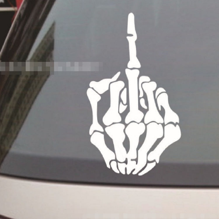 十件一賣 防遠光汽車貼紙 中指鄙視反光車貼 骷髏骨頭摩托車貼紙