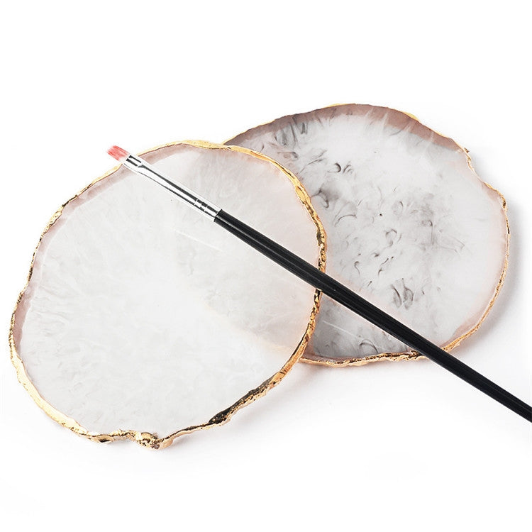 美甲調色盤 樹脂瑪瑙片美甲彩繪調色板 甲片裝飾儲物盤