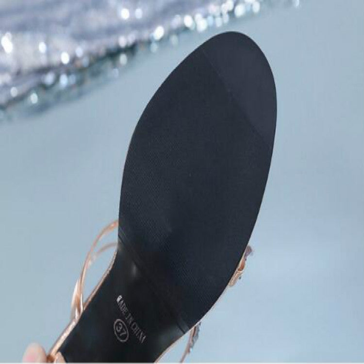 水晶性感露趾五角星高跟鞋涼鞋婚禮鞋