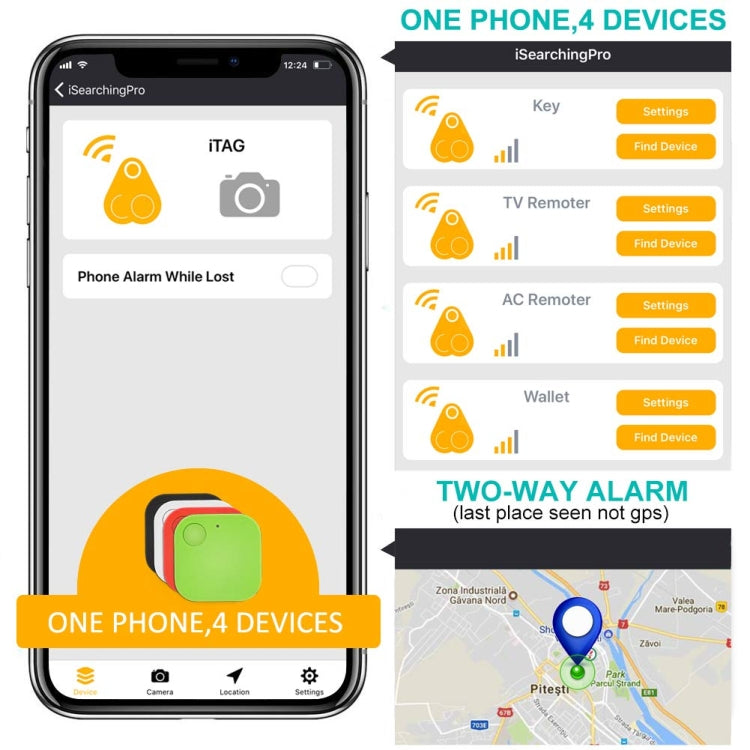 便攜式迷你方形防丟器  智能藍牙遙控防盜鑰匙扣