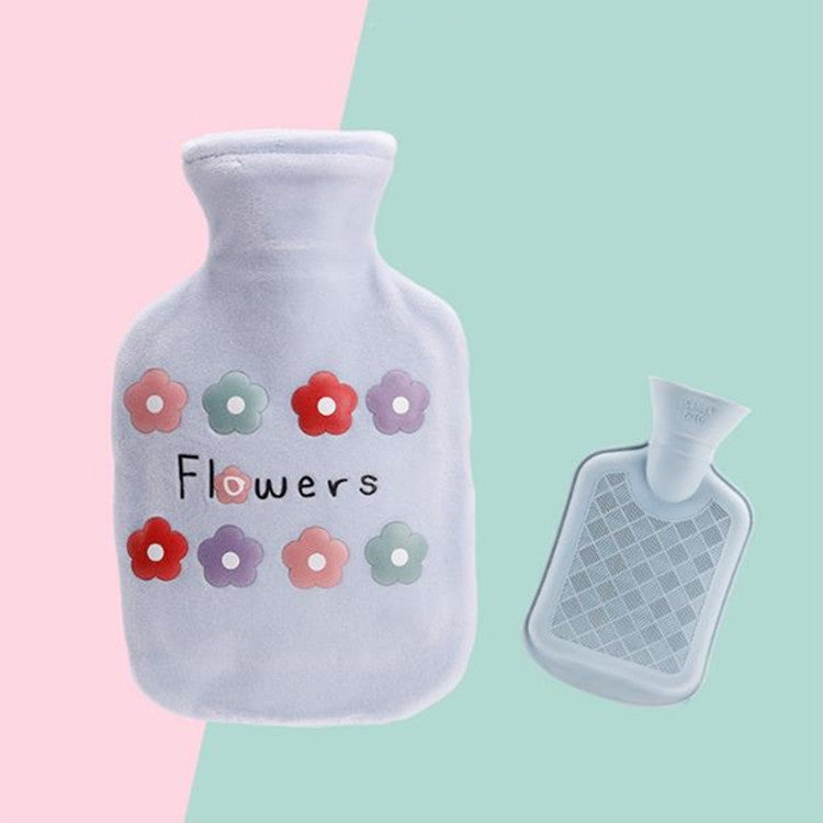 卡通花朵毛絨注水熱水袋 注水暖手寶