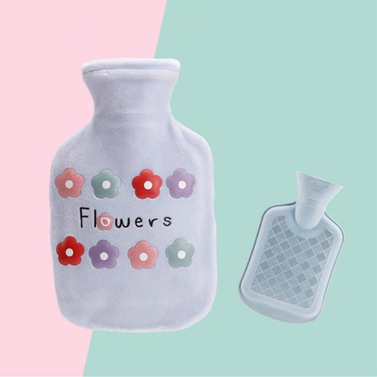 卡通花朵毛絨注水熱水袋 注水暖手寶