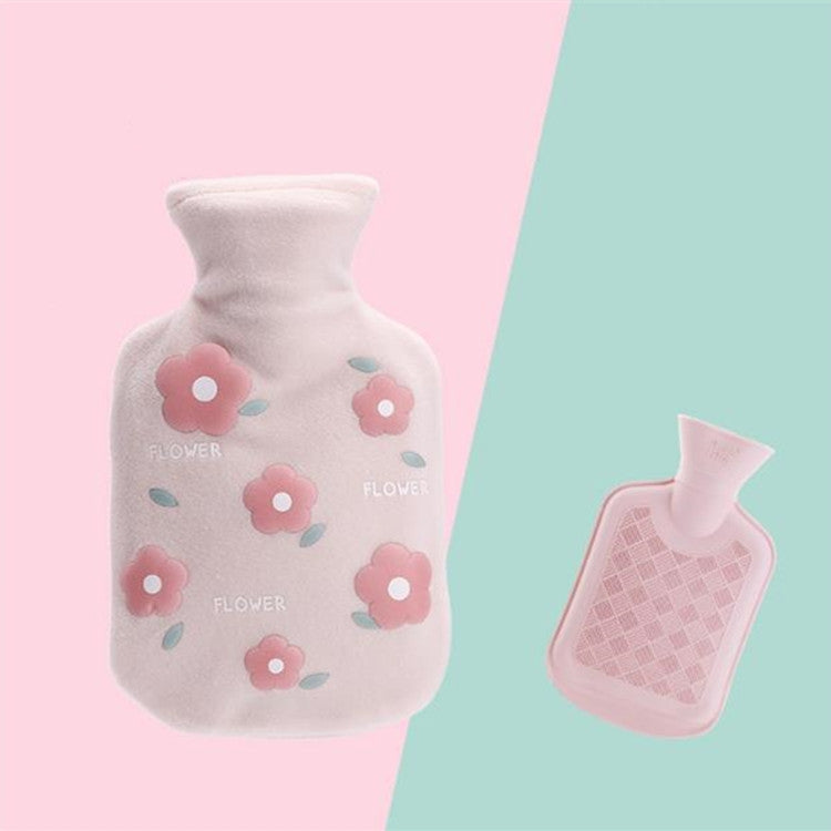 卡通花朵毛絨注水熱水袋 注水暖手寶