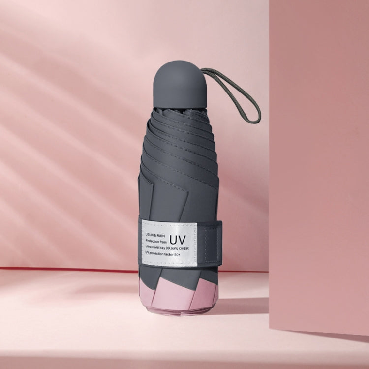 LY-0621 五折八骨傘簡約黑膠防晒遮陽傘