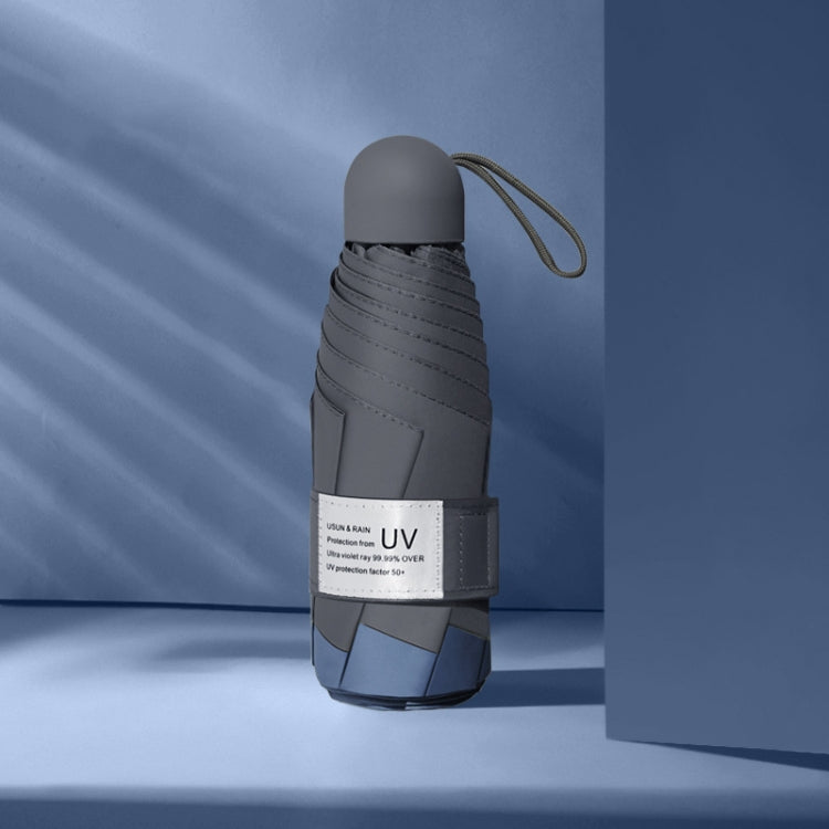 LY-0621 五折八骨傘簡約黑膠防晒遮陽傘