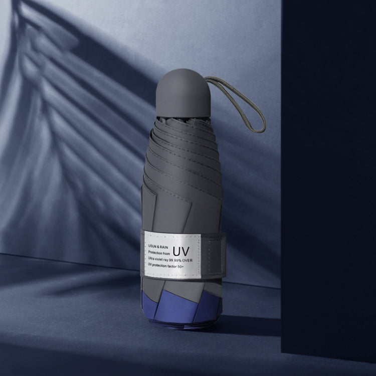 LY-0621 五折八骨傘簡約黑膠防晒遮陽傘