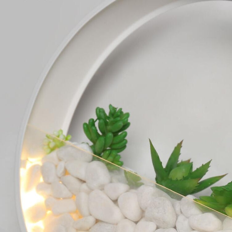 客廳背景牆卧室床頭圓形多肉植物田園裝飾壁燈