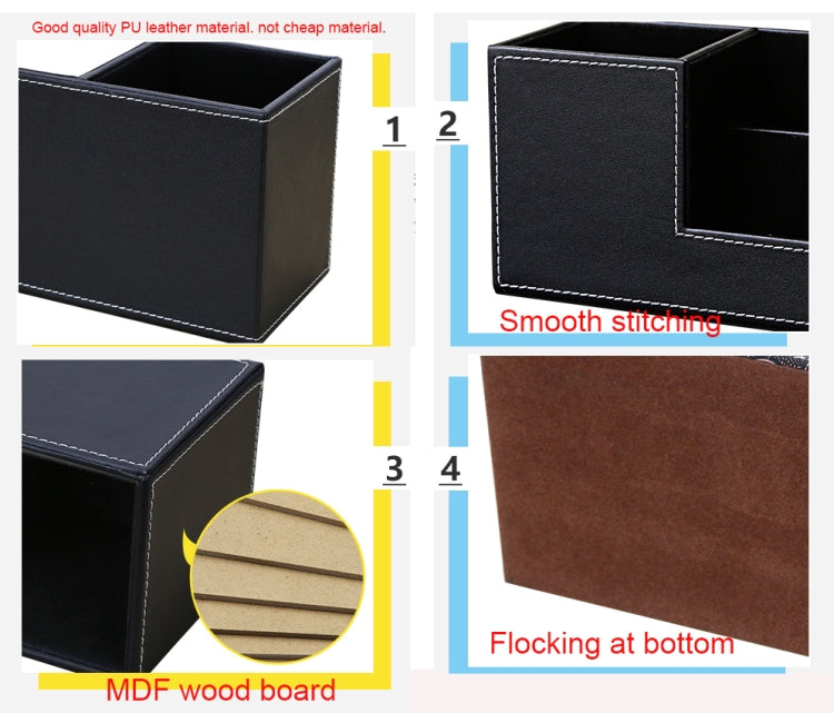 創意筆架時尚皮革多功能桌面辦公收納筆盒座插雙筆筒