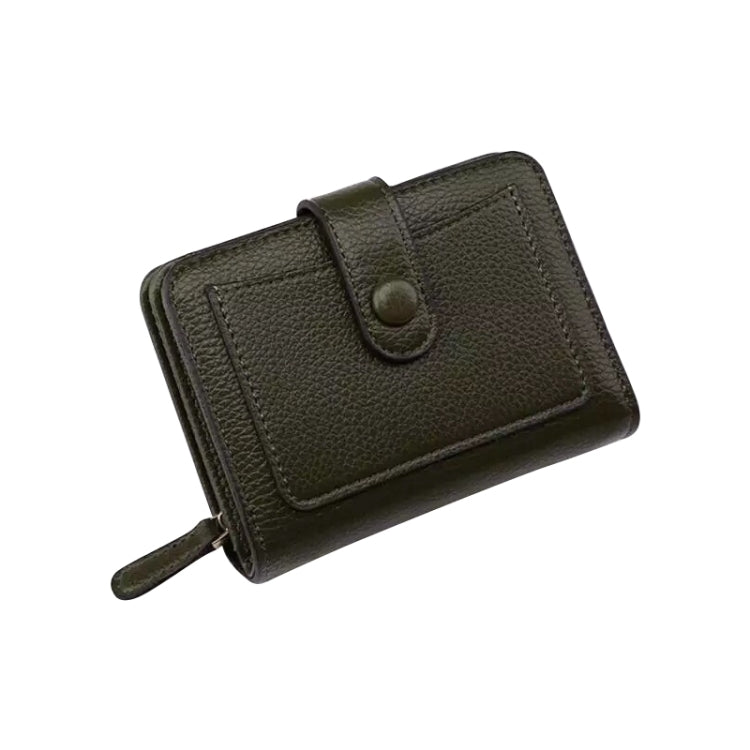 女式短款荔枝紋多功能搭扣錢包