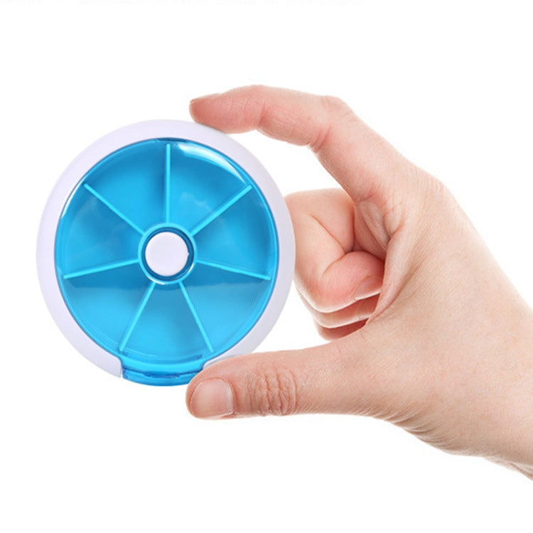 2 PCS 創意多功能圓形便攜式七格旋轉塑料藥盒