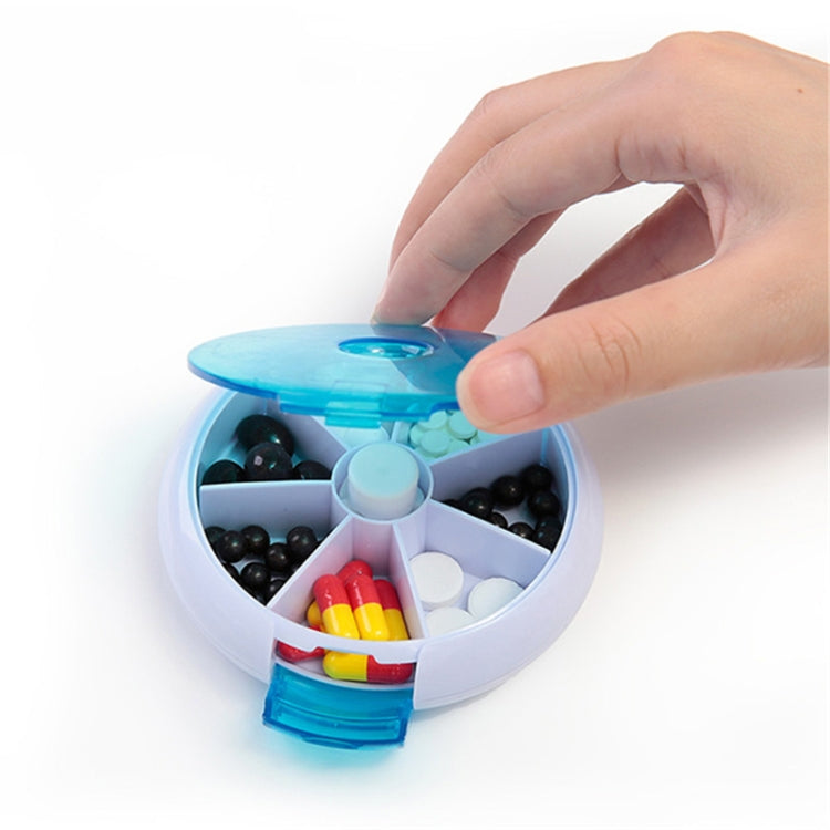 2 PCS 創意多功能圓形便攜式七格旋轉塑料藥盒