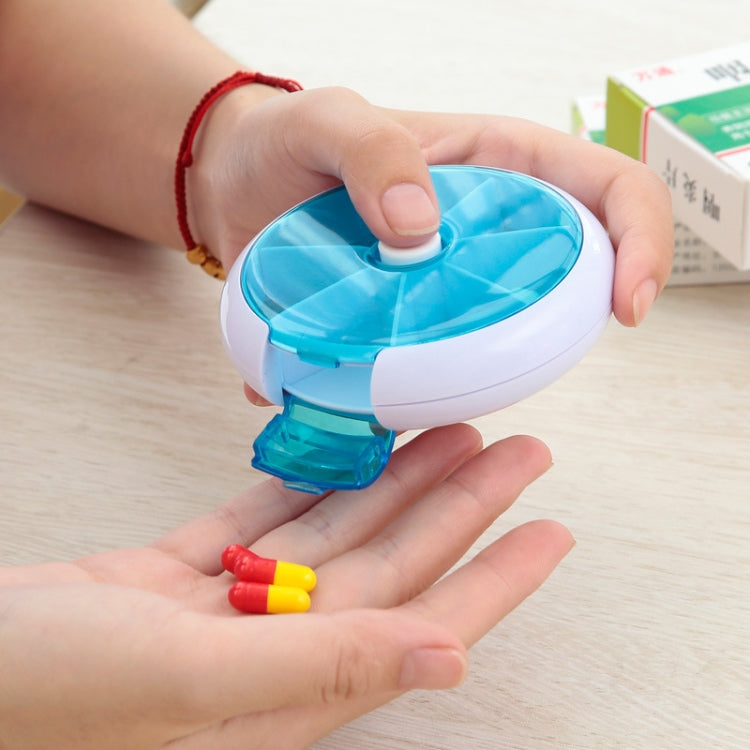 2 PCS 創意多功能圓形便攜式七格旋轉塑料藥盒