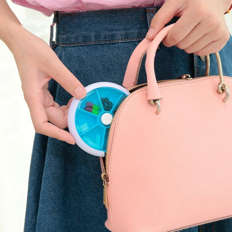 2 PCS 創意多功能圓形便攜式七格旋轉塑料藥盒