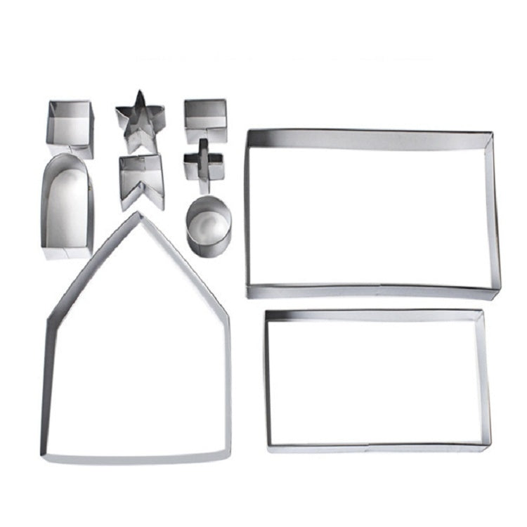 10件套 3D立體不銹鋼餅乾模具 聖誕節薑餅屋烘焙工具