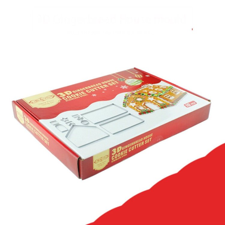 10件套 3D立體不銹鋼餅乾模具 聖誕節薑餅屋烘焙工具