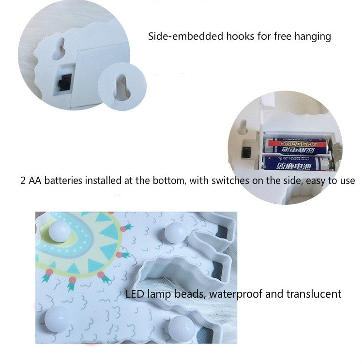 LED彩繪羊駝小夜燈節日裝飾房間擺拍造型燈