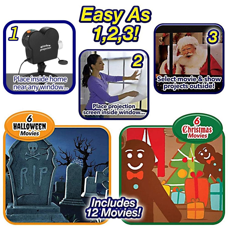 聖誕節萬聖節激光投影儀12部電影迷你投影機