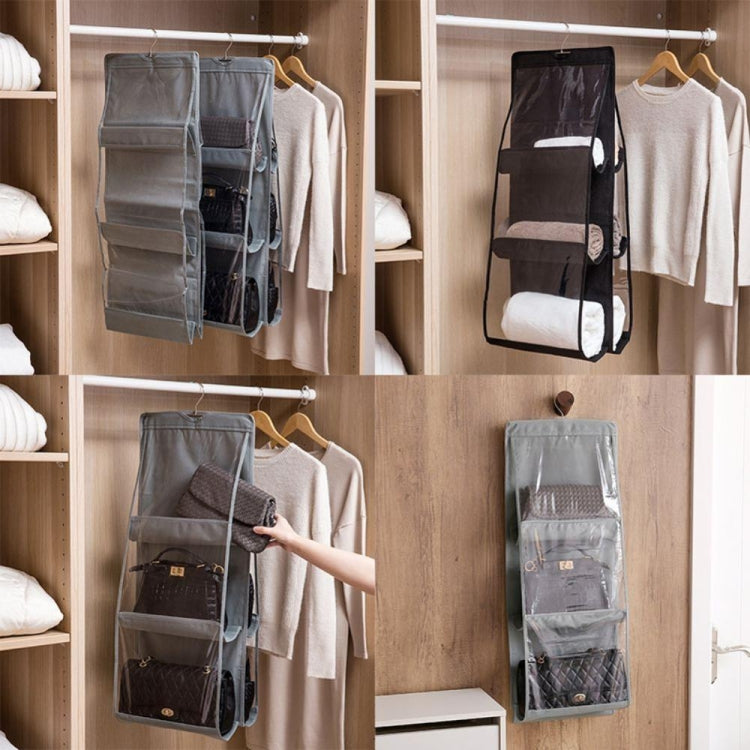 6口袋3層摺疊式掛袋置物架袋錢包手提袋收納袋