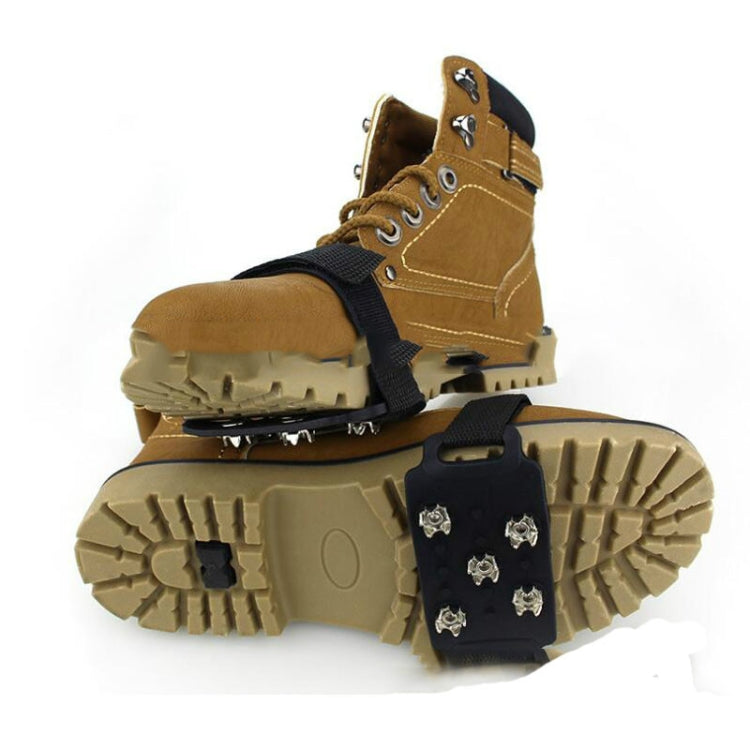 1對 綁帶式5齒硅膠冰爪戶外防滑鞋套 用於冰雪地面