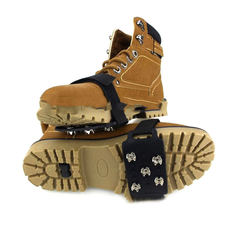 1對 綁帶式5齒硅膠冰爪戶外防滑鞋套 用於冰雪地面