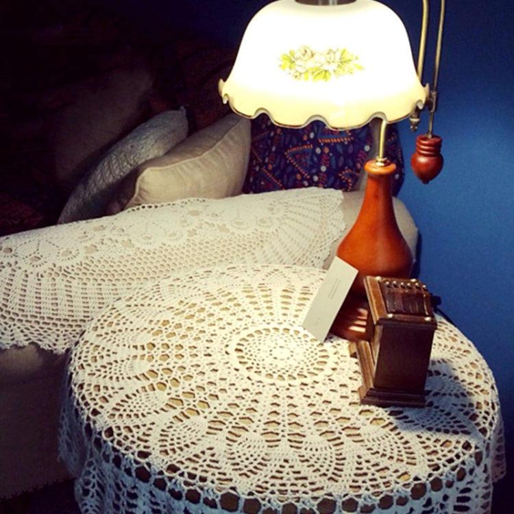 精美純手工鈎針勾花田園森系棉線蕾絲鏤空編織圓桌布裝飾燈罩