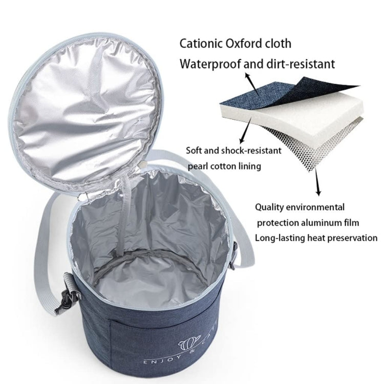 圓形保溫飯盒袋手提便當包上班帶飯包包午餐包