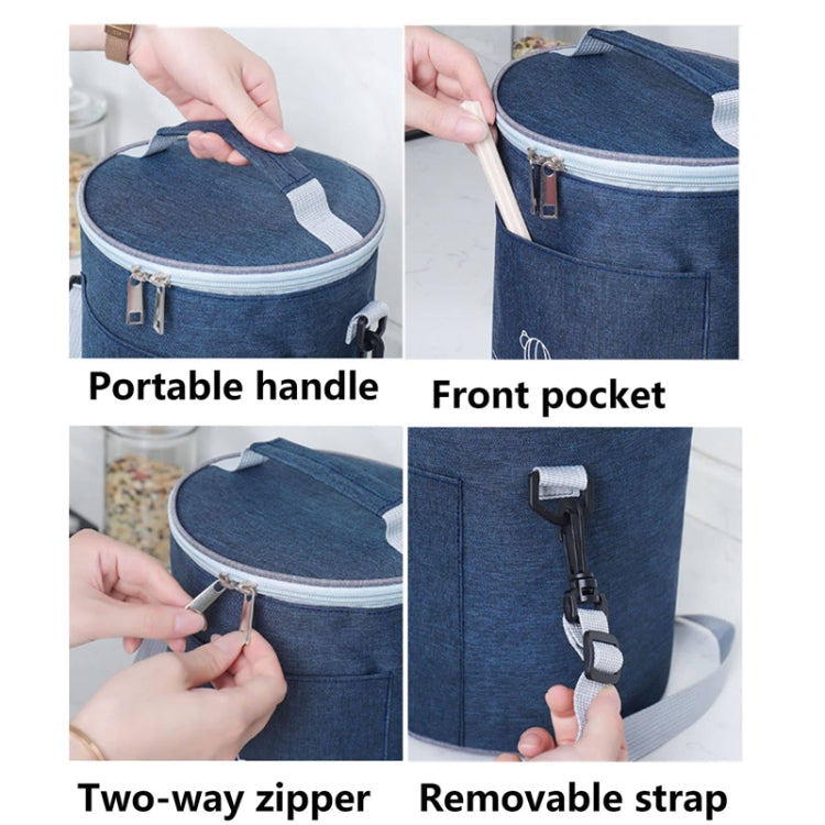 圓形保溫飯盒袋手提便當包上班帶飯包包午餐包