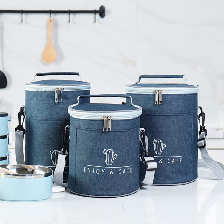 圓形保溫飯盒袋手提便當包上班帶飯包包午餐包