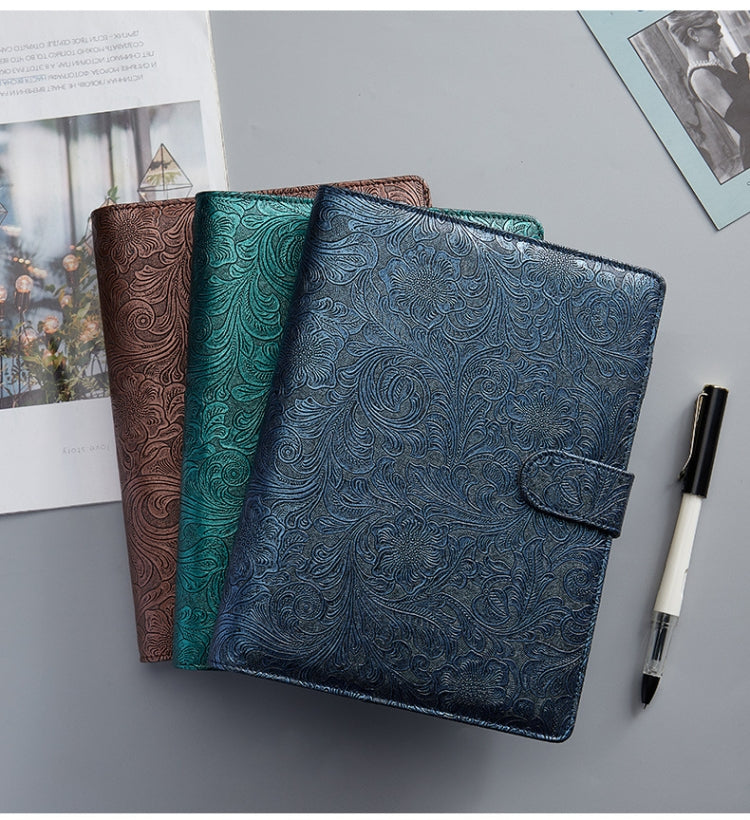 YMX-007 浮雕款皮革PU活頁本現金預算手賬本拉鏈袋筆記本