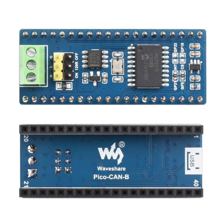 Waveshare  適用於Raspberry Pi Pico的CAN總線模塊（B），通過SPI實現遠距離通信23775