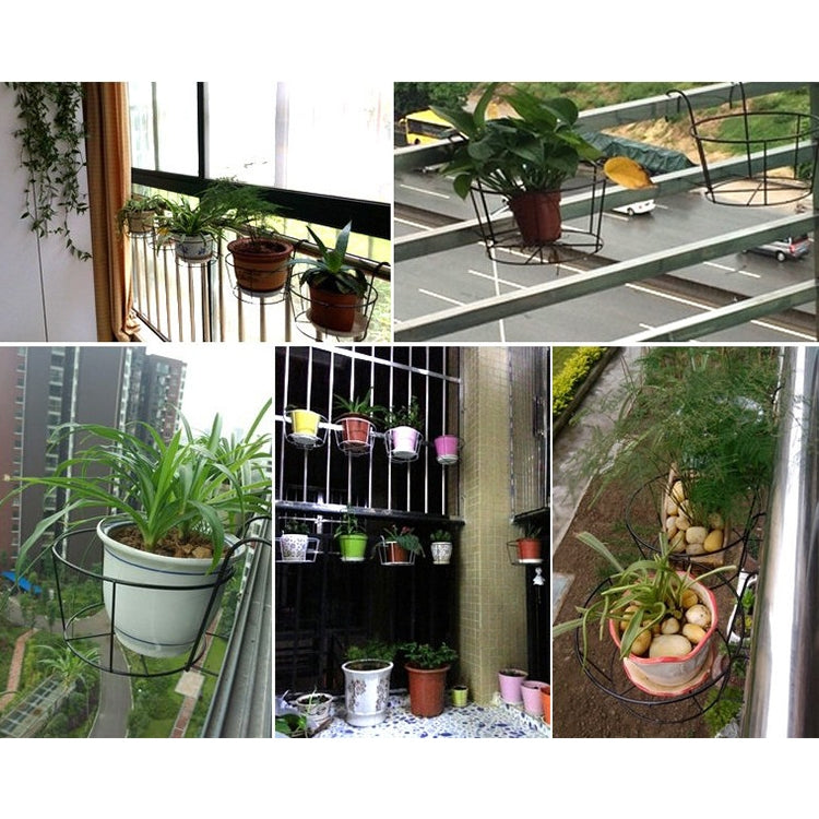 陽台護欄圓形金屬花架鐵藝壁掛式花盆架