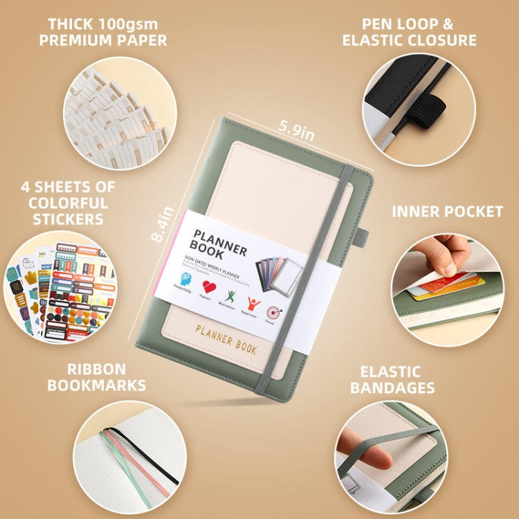 YMX-018  A5 自律綁帶筆記本周計劃月計劃本點陣方格計劃者效率手冊