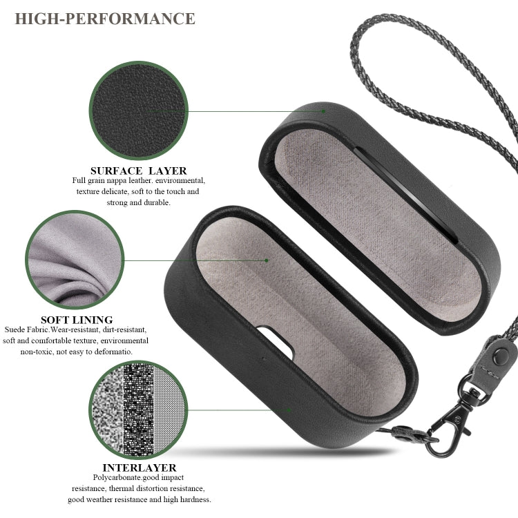無線耳機保護殼牛皮套分體收納盒帶手繩