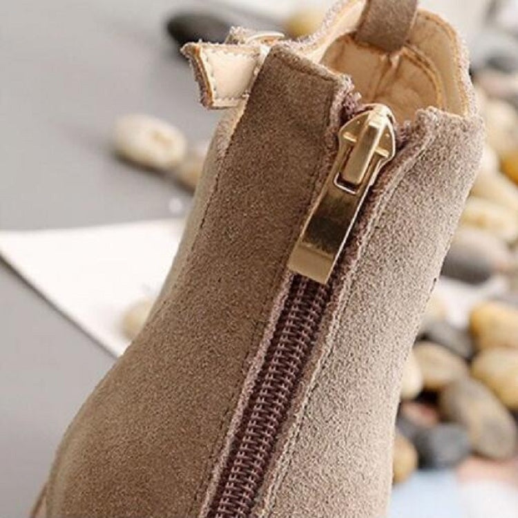 女鞋百搭絨麵皮靴尖頭高跟鞋