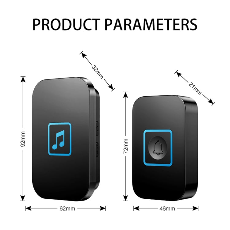 CACAZI/卡佳斯 A86 电子音樂遙控門鈴 一拖一交流無線門鈴