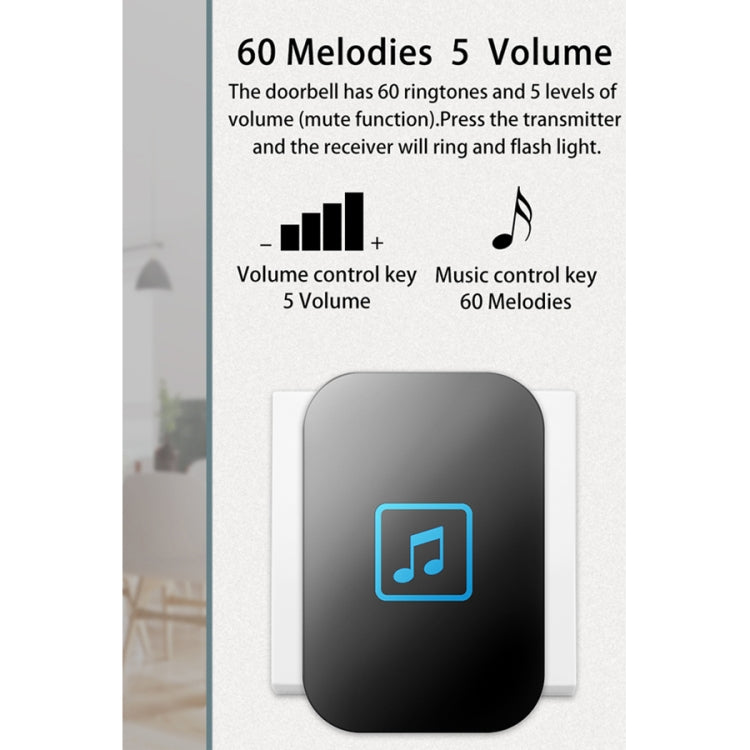 CACAZI/卡佳斯 A86 电子音樂遙控門鈴 一拖一交流無線門鈴