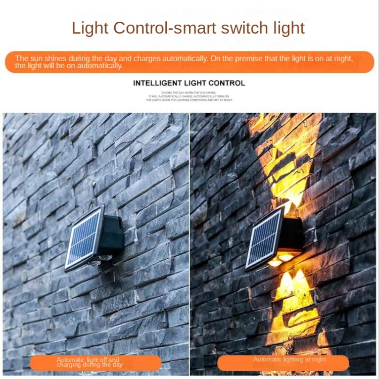太陽能光控感應上下雙頭壁燈戶外防水洗牆燈