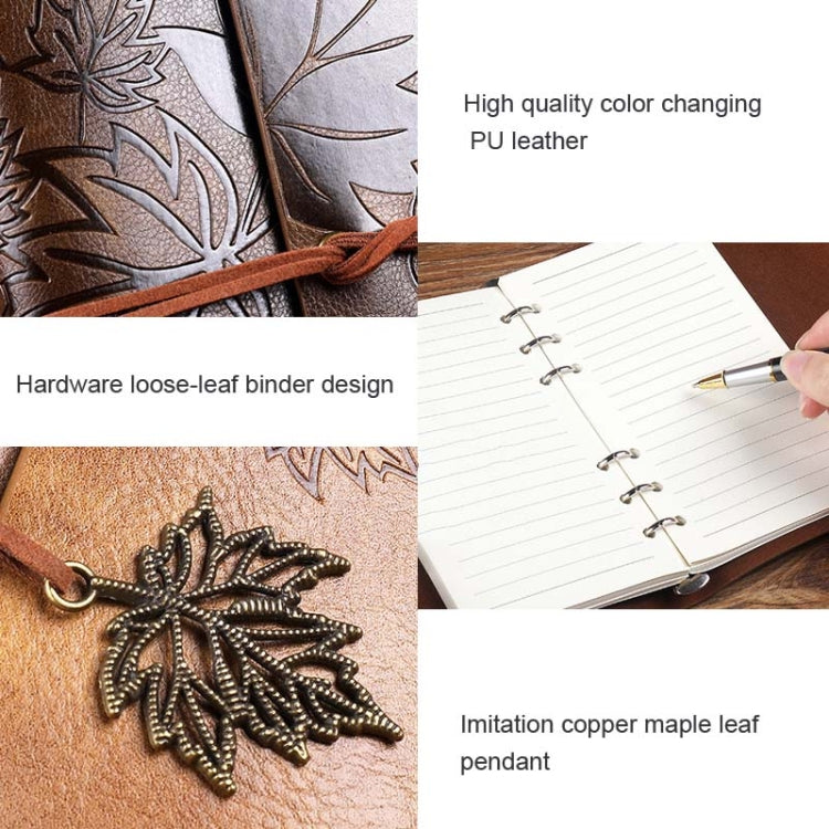 PU復古綁帶手帳本活頁筆記本仿銅楓恭弘=叶 恭弘款