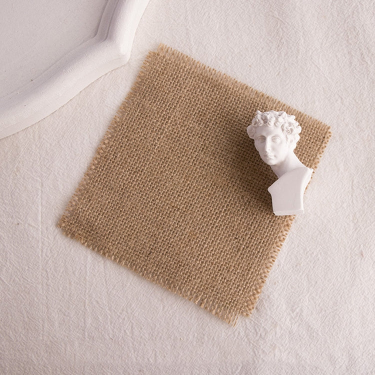 10個一賣 復古粗黃麻布香薰蠟燭杯墊攝影擺件道具 撕邊墊 12x12cm
