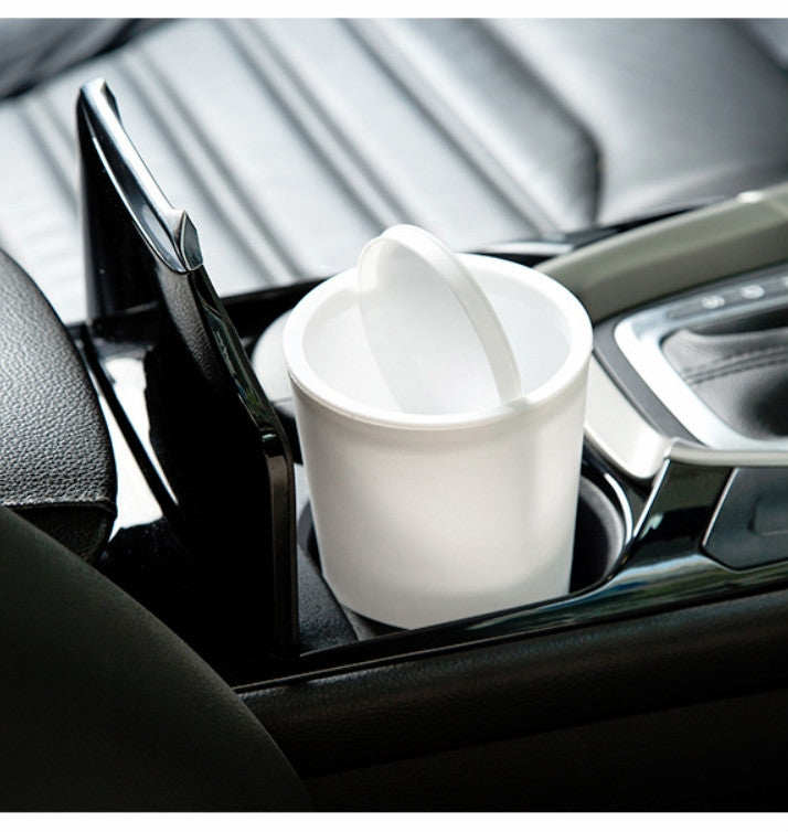 桌麵塑料搖蓋車載收納圓桶車用紙巾筒垃圾桶